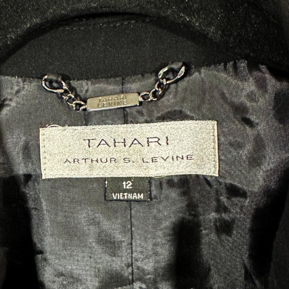 Tahari Arthur S. Levine Blazer Jacket Black Size 12 Classic Academia Sleek - Picture 4 of 10